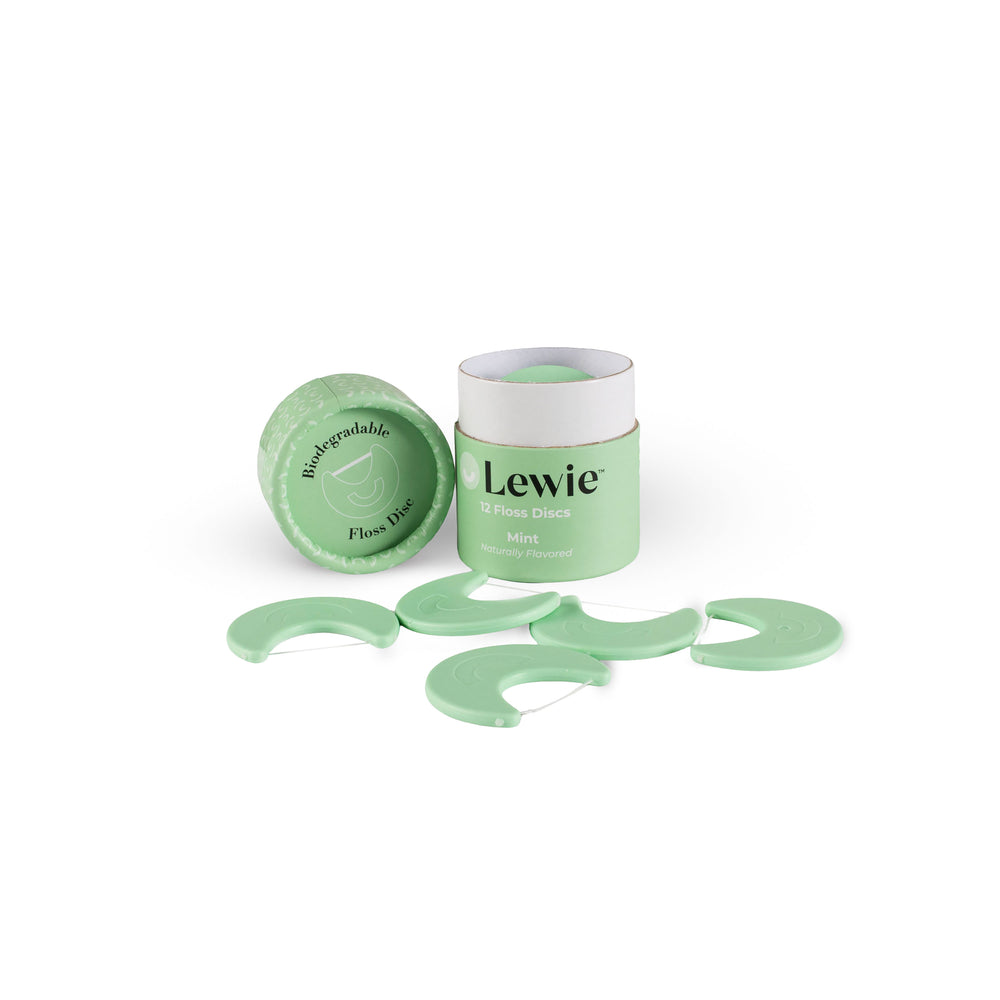 Lewie Mint Floss Discs, 12 Pack | Portable, Eco-Friendly Floss On-the-Go
